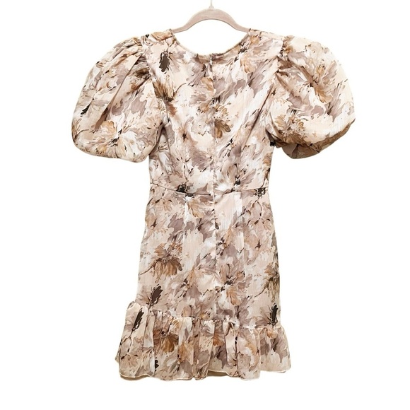 MISSGUIDED NWT Pink Floral Puff Sleeve Frill Mini Dress Size 0 - Picture 13 of 14